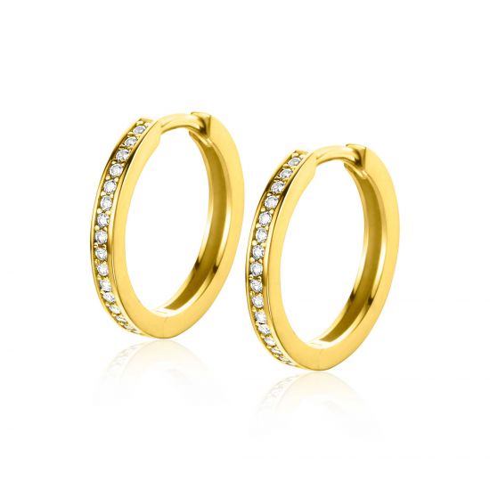 ZINZI GOLD klapcreolen 17 x 2,1mm zirconia