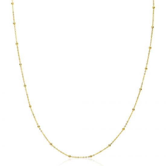 ZINZI Gold 14 Karat goldene Gliederkette mit Kügelchen 1,5mm breit, Länge 40-45cm ZGC489
