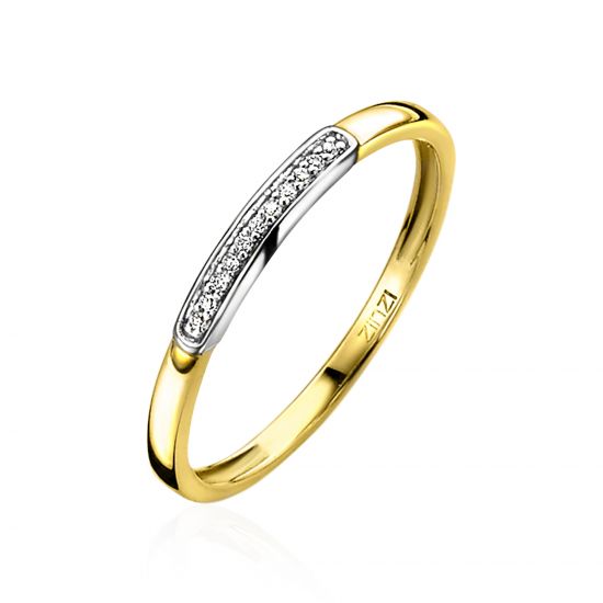 "ZINZI Gold 14 Karat Gold Ansteckring reihenförmig weiß ZGR148"