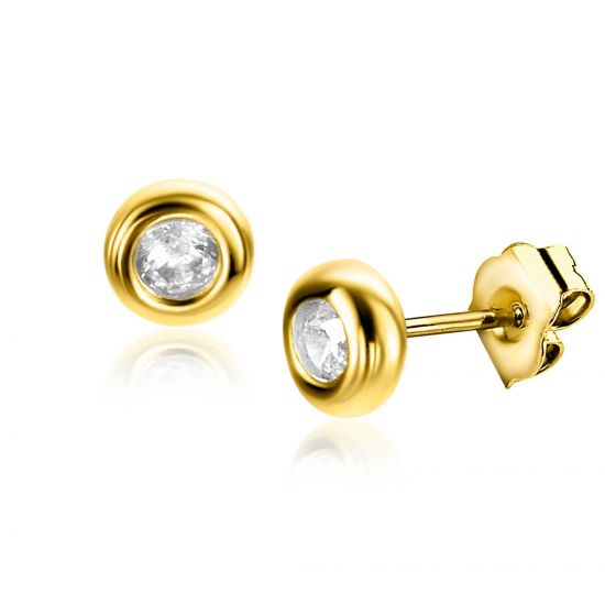 ZINZI GOLD oorknopjes zirconia gladde kast 4.2mm
