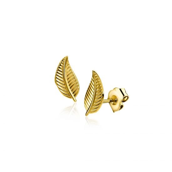 8mm ZINZI Gold 14kt goldene Feder-Ohrstecker ZGO522