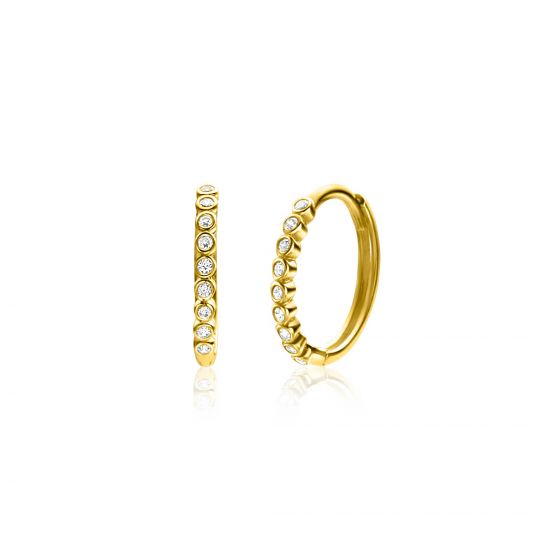 ZINZI GOLD klapcreolen met zirconia's 12x1.5mm