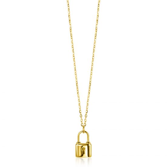 ZINZI GOLD collier met slotje hanger 45cm