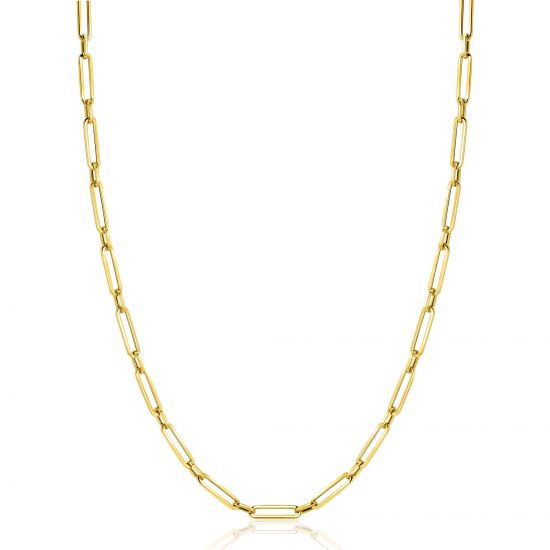 ZINZI GOLD collier paperclip met tussenoog 45cm