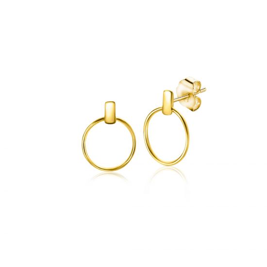 ZINZI GOLD oorknopjes staafje met open rondje 7mm
