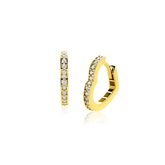 ZINZI GOLD klapcreolen in hartvorm zirconia's 15x2