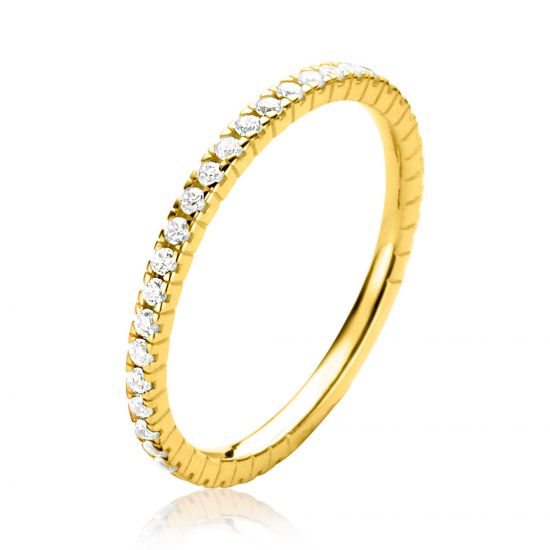 ZINZI Gold rijring bezet met zirconia's mt. 56