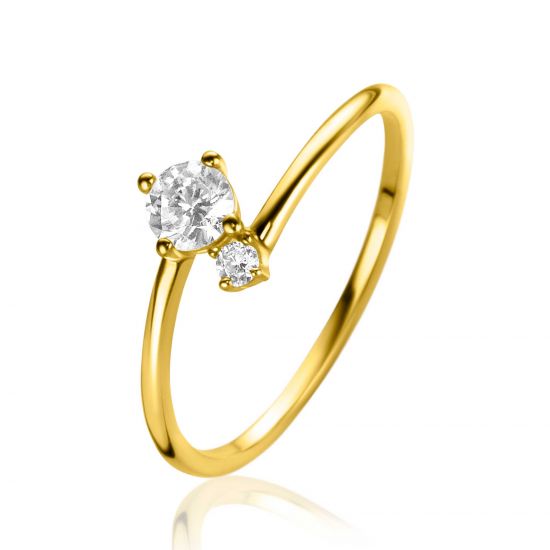 ZINZI Gold ring slagmodel met zirconia's mt. 52