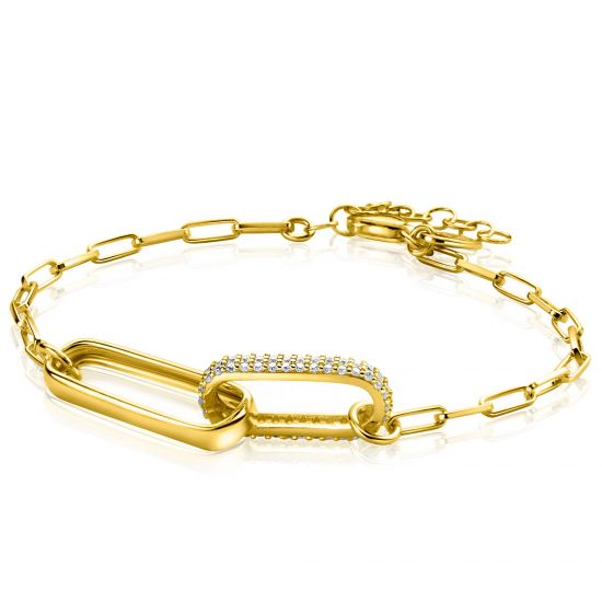 ZINZI zlv. armband gg.verg.met 2 grote schakals zirc.