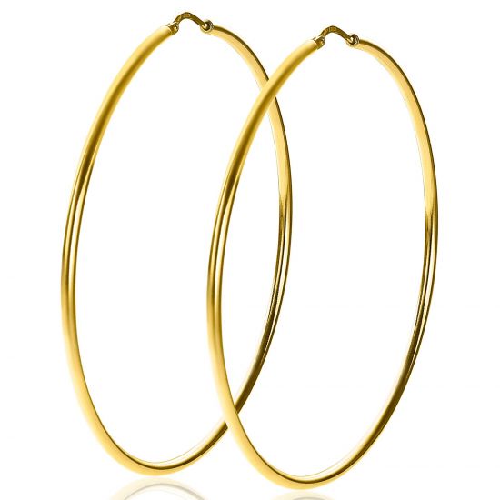 ZINZI silberne Ohrringe 14K gelb vergoldet glatt 65x2mm rund ZIO438G