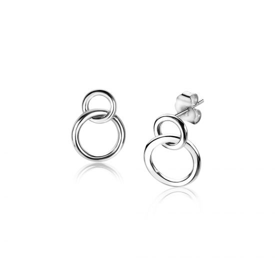 ZINZI silberne Ohrstecker 2 runde Formen ineineander ZIO1278