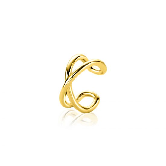 ZINZI zlv. earcuff gg.verg. dubbel kruislings glad