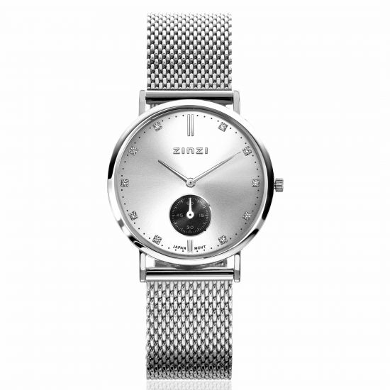Zinzi Glam horloge zlv. w.plt/grijze chrono/meshb.