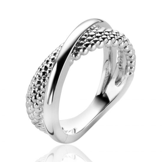 ZINZI Silberring cross-over glatt und Kugelletjes ZIR2242