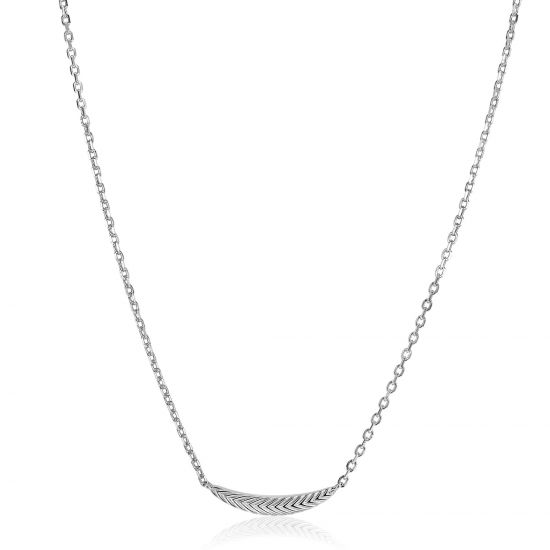 ZINZI silberne Gliederkette mit großer Feder. Die Feder symbolisiert das Ausbreiten deiner Flügel und Freiheit. 40-45cm ZIC2644