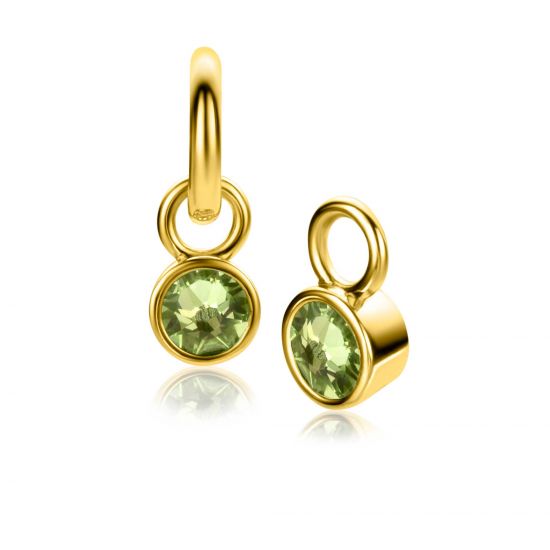 ZINZI zlv.oorbedels gg.verg. birthstones peridoot cz