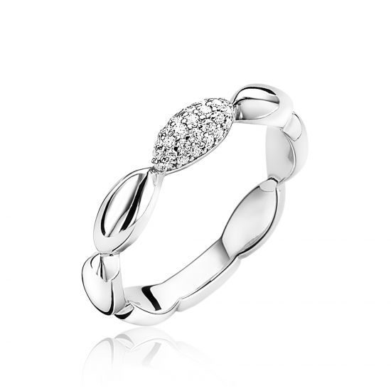 ZINZI silberner Ring Tropfenform weiß 4mm ZIR1675