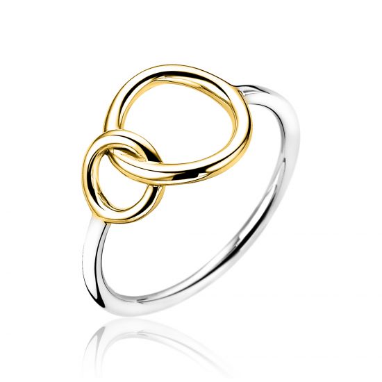 ZINZI silberner Ring gelb vergoldet 2 runde Formen ineinander   ZIR1278G