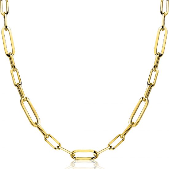 ZINZI silberne Kette 45cm in 14K gelb vergoldet mit ovale closed for ever Glieder 6mm breit ZIC1990G