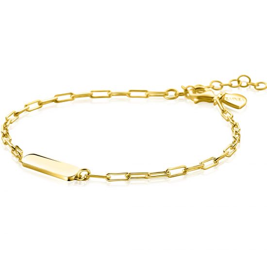 ZINZI vergoldetes Silberarmband mit glänzender rechteckiger Platte zum Gravieren von 16,5-19,5 cm ZIA2530G