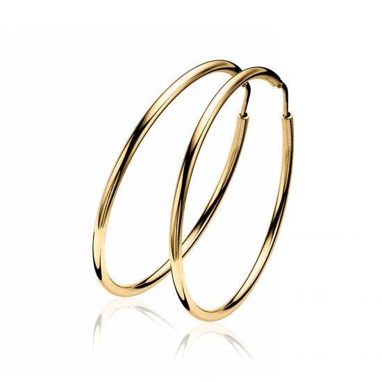 ZINZI silberne Ohrringe gelb vergoldet 35 x 2mm glatt ZIO435G
