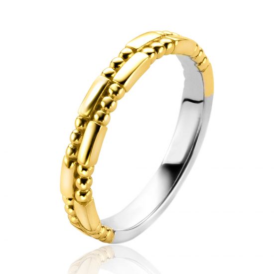 ZINZI silberner Ring extra 14K gelb vergoldet Stab und Kugeln ZIR2250