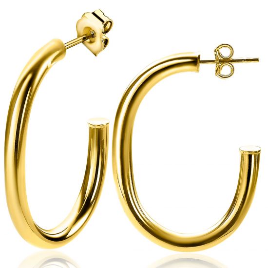 ZINZI silberne Ohrringe 14K gelb vergoldet offen Form 40x4mm oval ZIO2233G