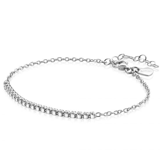ZINZI zlv. armband met tussenstuk zirconia's