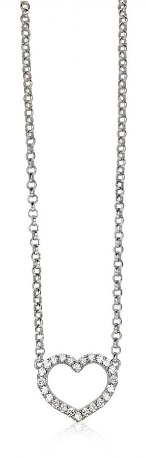 Zinzi silberne Kette Herz  weiß 42-45cm ZIC1098