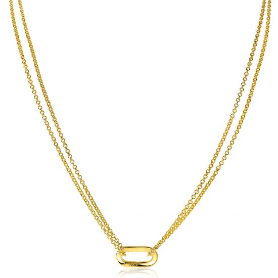 ZINZI Silberkette 14 Karat Gelbgold vergoldet 45 cm ovaler Verschlussring ZIC2060G