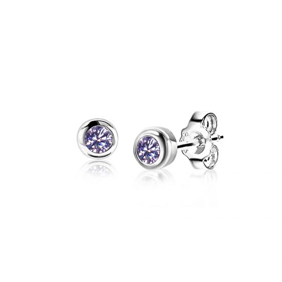 ZINZI zlv. oorkn.birthstones licht amethist cz