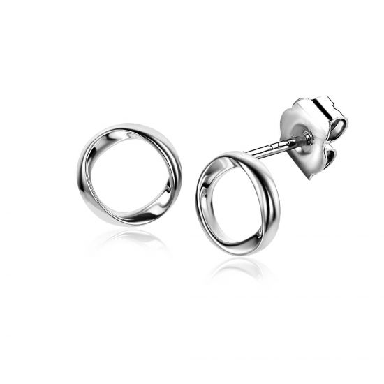 9mm ZINZI Silber Ohrstecker offener Kreis mit organischer Form ZIO2611