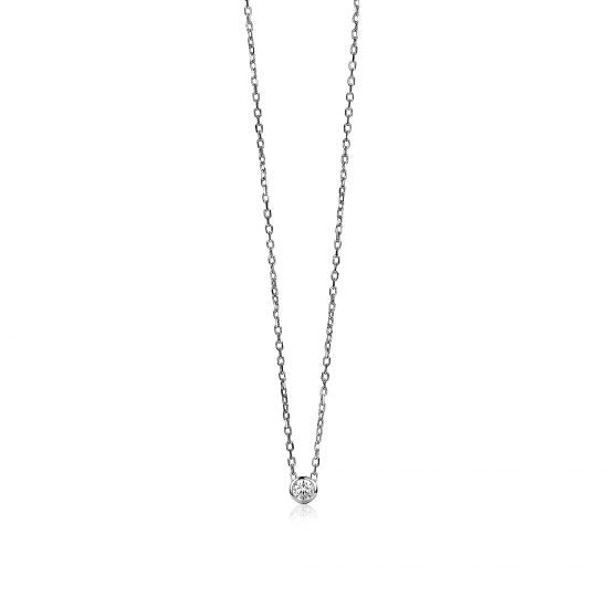 ZINZI silberne Kette mit Anhänger rund 40-43cm ZIC1393