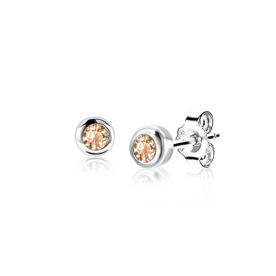 ZINZI zlv. oorknopjes birthstones citrien cz