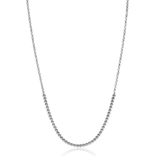 ZINZI Silber Jasseron-Kette mit Kugeln (2,5 mm breit) in der Mitte, 40-45 cm ZIC2640