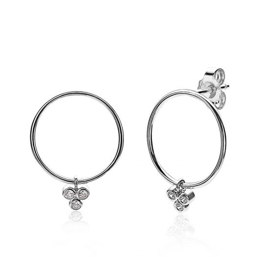 ZINZI silberne Ohrringe 20mm rund  weiß ZIO1829CR
