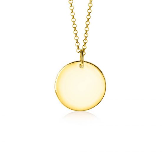 ZINZI zlv. hanger geel verguld rond plaatje 20mm