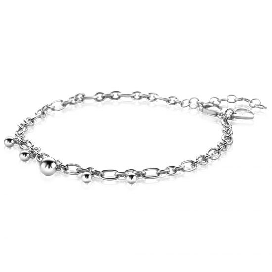 ZINZI zlv. armband met ronde bolletjes eraan