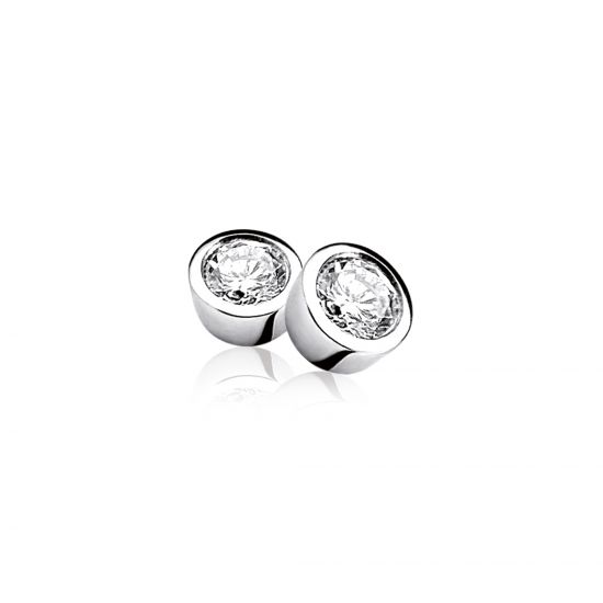 Zinzi silberne Ohrstecker rund  weiß ZIO322