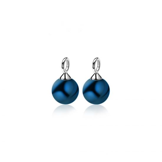 ZINZI silberne Ohrhänger Perle  jeansblau ZICH266B