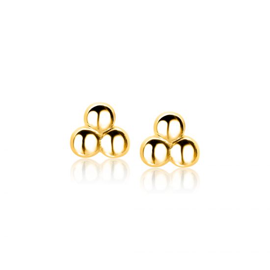 ZINZI silberne Ohrstecker gelbvergoldet 3x Kugel glatt 5,5mm ZIO1588G