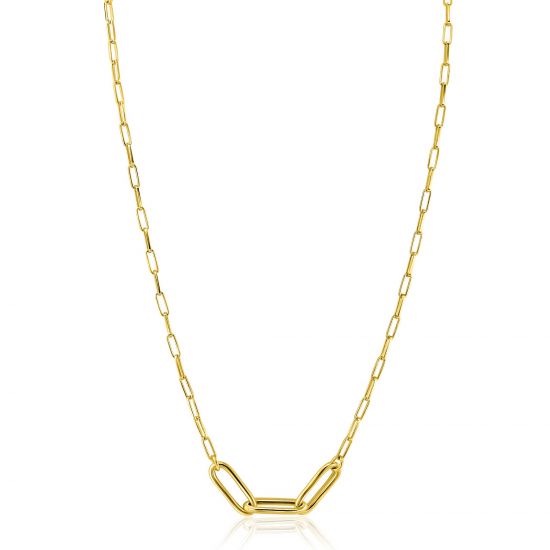 ZINZI zlv. collier gg.verg. paperclip schakels