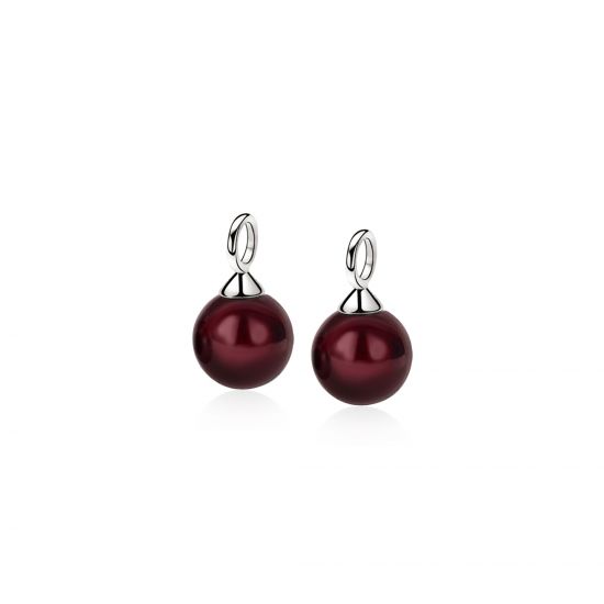 ZINZI silberne Ohrhänger Perle rund bordeaux rot 10mm ZICH266DR