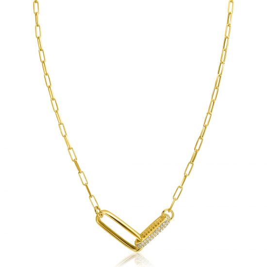 ZINZI zlv.collier gg.verg.paperclip 2 grote schakels zirc
