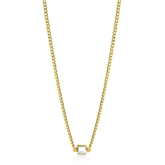 ZINZI zlv. collier gg.verg. grmt. met vk zirconia