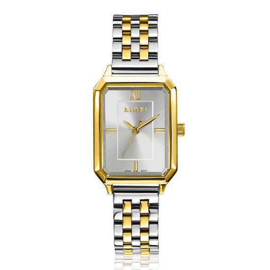Zinzi Allure horloge 30mm gold/w.plt zilver/bic.band