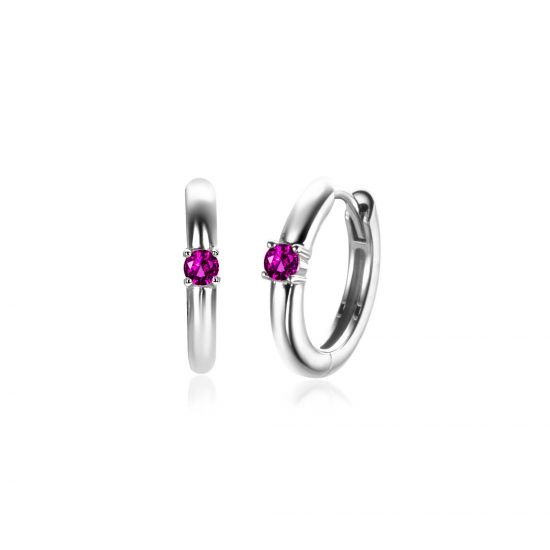 ZINZI zlv. oorringen birthstones robijn cz