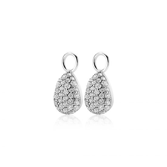 ZINZI silberne Ohrhänger Tropfenform pavé weiß ZICH1591