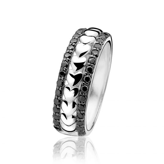 ZINZI silberner Ring Herz schwarz ZIR829Z