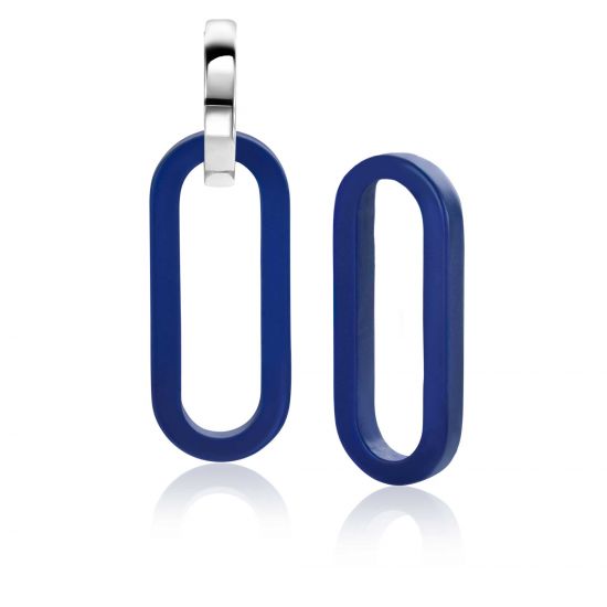 ZINZI zlv. oorbedels lapis lazuli ovaal 30mm lang